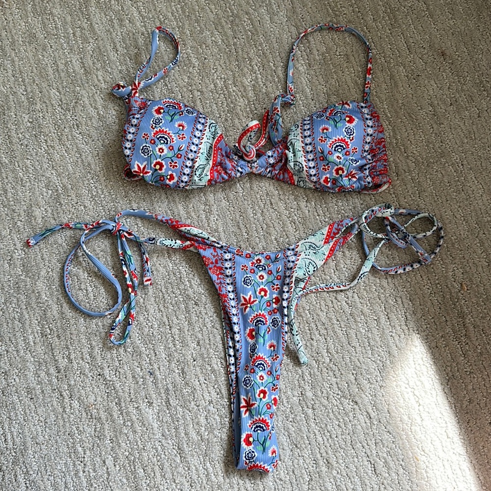 High Waisted Thong Pattern Bikini